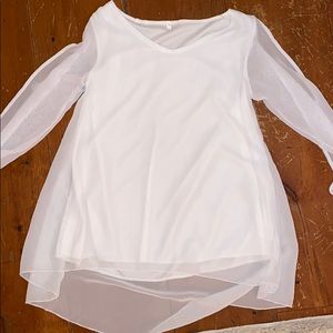 White Sheer Flowy Long Sleeve - S